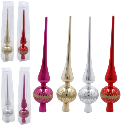 Skleněná špička na vánoční stromek 28 cm