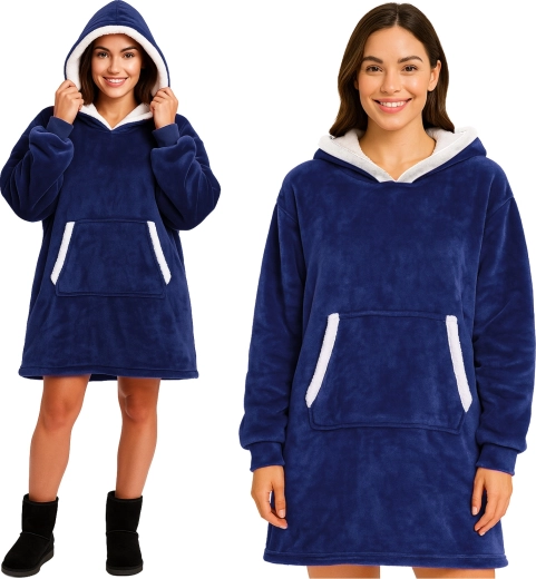 Ruhhy oversize deková mikina s kapucí XXL, tmavě modrá - 1 kus