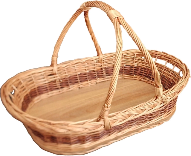 Proutěný podnos s uchy střední 44 × 30 × 27 cm, lakovaný