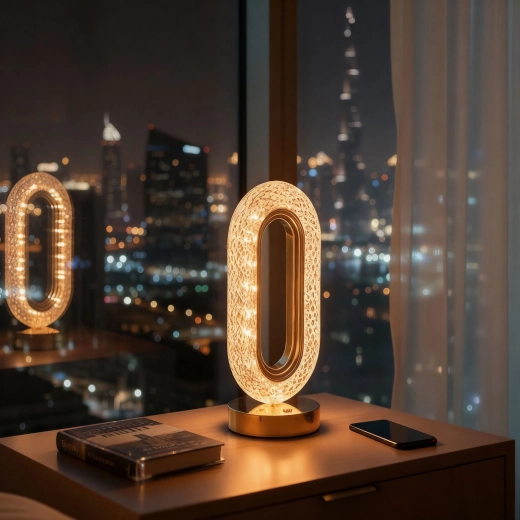 Zlatá nabíjecí stolní lampa s nastavitelnou teplotou světla a jasem