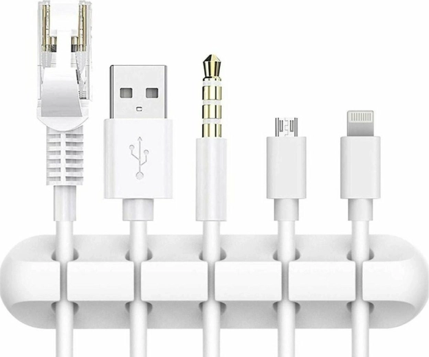 samolepicí organizér na kabely – bílý