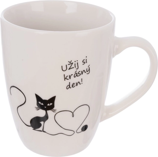 Porcelánový hrnek s kočkou a nápisem „užij si…“ 380 ml