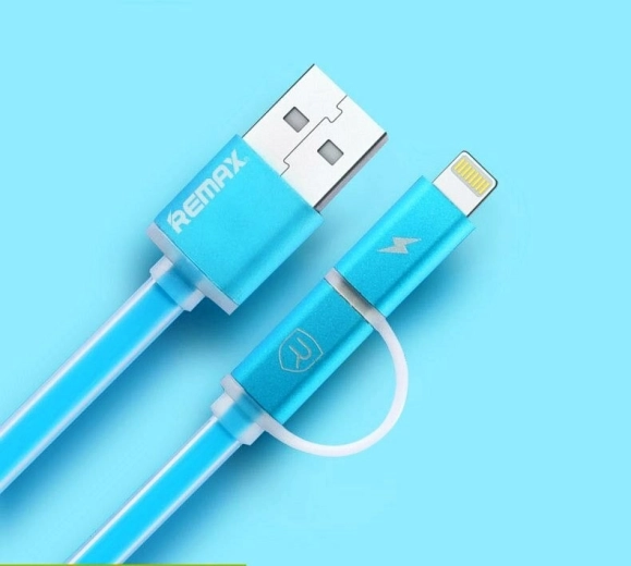 Remax Aurora 2v1 USB kabel 1 m modrý
