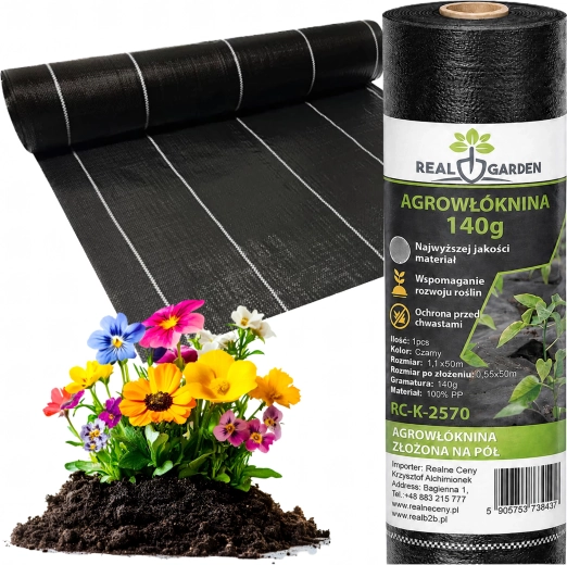 Černá agrotextilie proti plevelu 140 g/m² 1,1 × 50 m (UV)