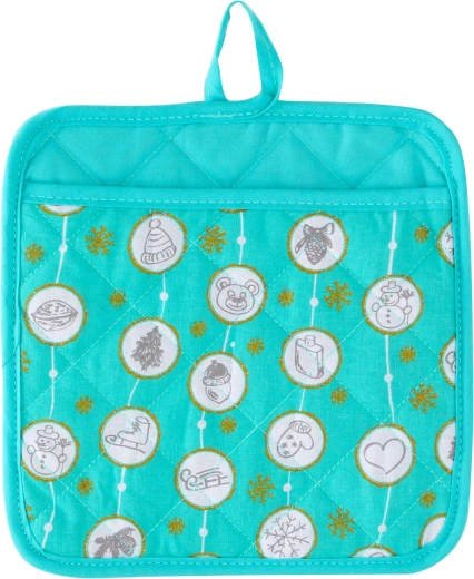 Vánoční podložka pod hrnec Toro tyrkysová 17 × 17 cm