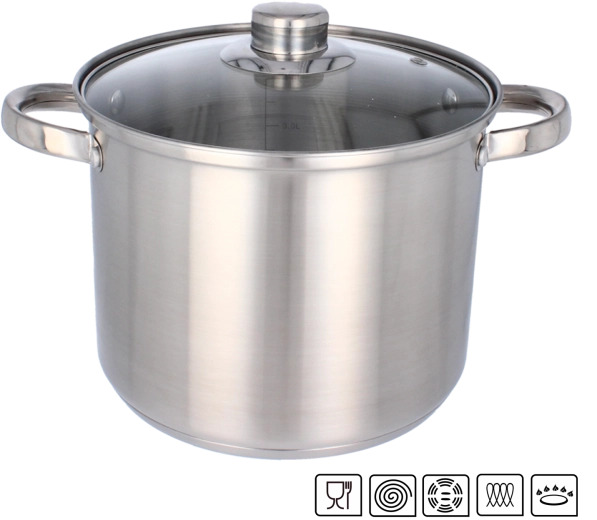 Nerezový hrnec 14 l, průměr 30 cm se skleněnou poklicí
