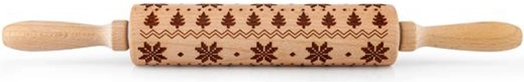 Dřevěný embosovaný váleček s vločkami 19 cm