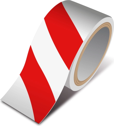 Výstražná samolepicí páska červeno-bílá 50 mm × 33 m