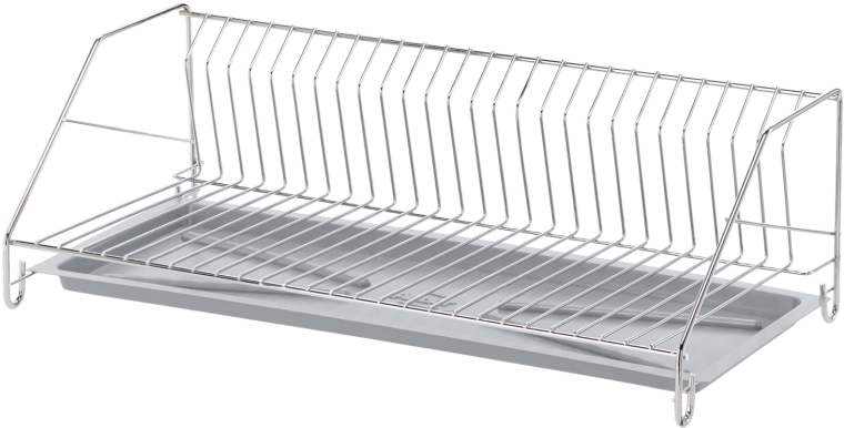 Jednopatrová odkapávačka na nádobí 50 cm, chromovaný kov se silikonovou miskou