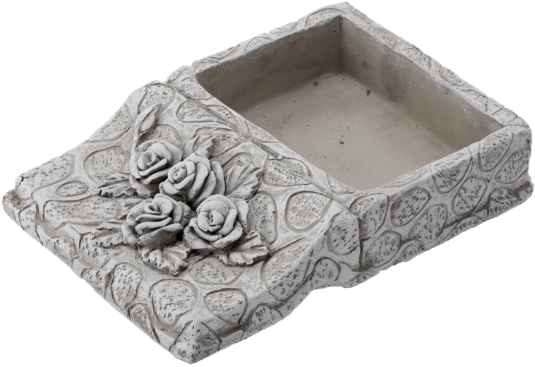 Cementový květináč ve tvaru knihy, šedý 23,5 × 17 × 5 cm