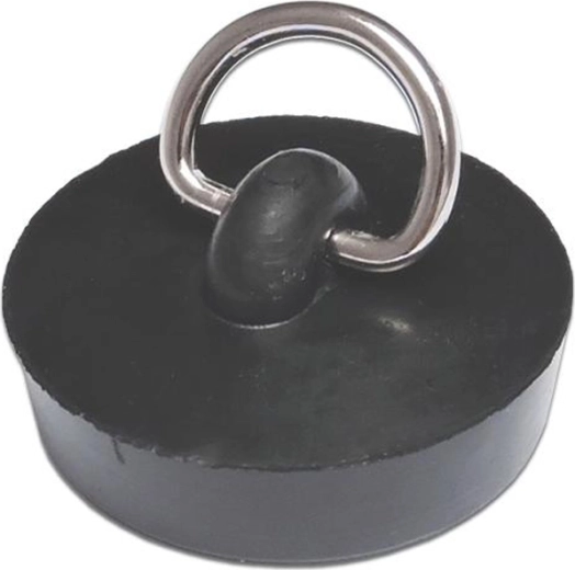 Gumová zátka do odtoku 39 mm, černá s kovovým očkem