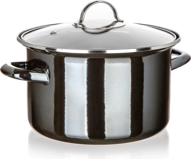 Smaltovaný hrnec se skleněnou poklicí 24 cm 3,7 l Metallic Black