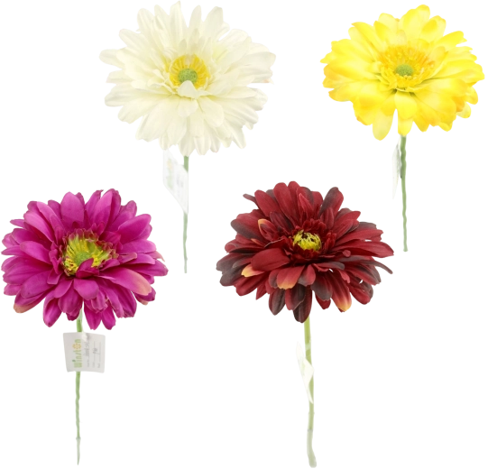 Umělá gerbera na stonku 56 cm, mix barev, 60 ks