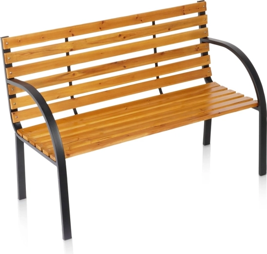 Vilde zahradní lavička dřevěná s kovovou konstrukcí 122 × 51 × 83,5 cm