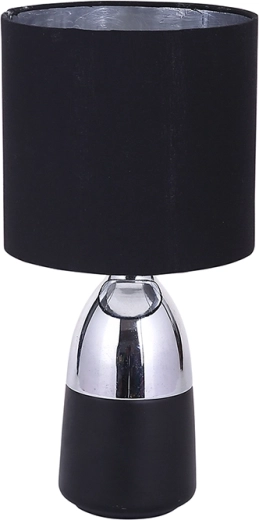 Moderní stolní lampa s kovovou základnou a černým stínidlem