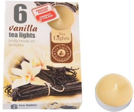 Vonné čajové svíčky s vůní vanilky a pomeranče, 6 ks