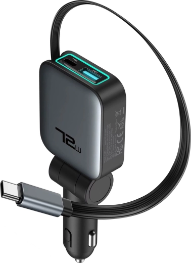 Autonabíječka Renew Force 3v1 72 W s navíjecím kabelem USB-C