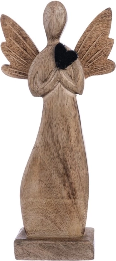 Dřevěná dekorace Anděl s černým srdcem 32 cm
