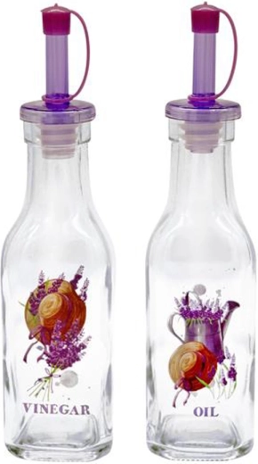Skleněné láhve na olej a ocet TORO 180 ml – levandule, 2 ks