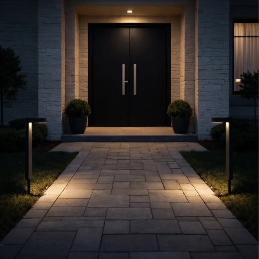 Solární zahradní LED sloupek se senzorem soumraku 55 cm, sada 2 ks