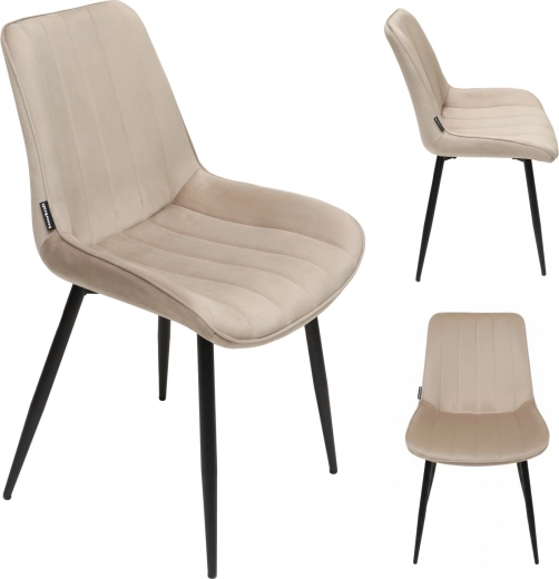 Čalouněná jídelní židle z veluru v loft stylu béžová - 1 kus