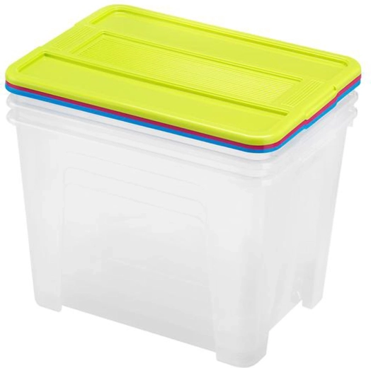 Sada úložných boxů s víkem 21 l – 3 ks