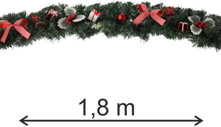 Vánoční girlanda 1,8 m v červené barvě s motivem cesmíny