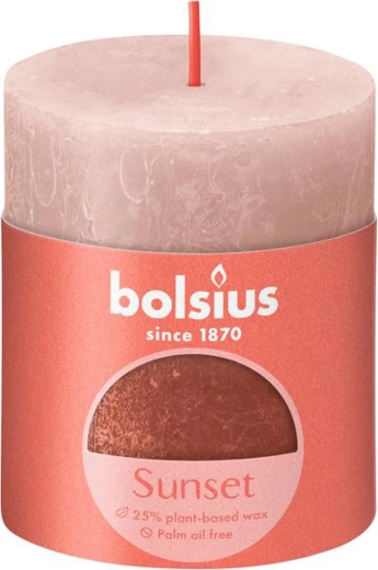 Rustikální svíčka 80 × 68 mm růžová/jantárová