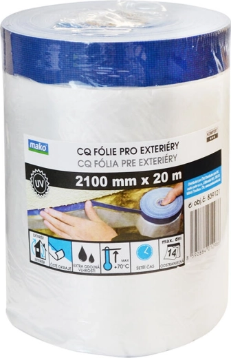 Krycí exteriérová páska se zakrývací fólií 210 × 20 m, samolepicí