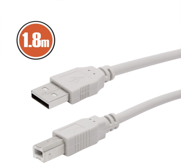 USB 2.0 kabel pro tiskárny a skenery, 1,8 m, šedý
