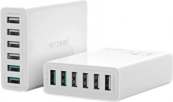 Nabíječka USB 6 portů BlitzWolf QC 3.0, 60W bílá