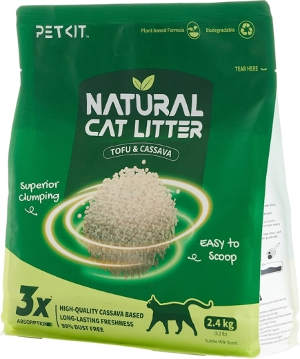 Petkit Natural cat litter - přírodní hrudkující stelivo pro kočky (4× 2,4 kg)