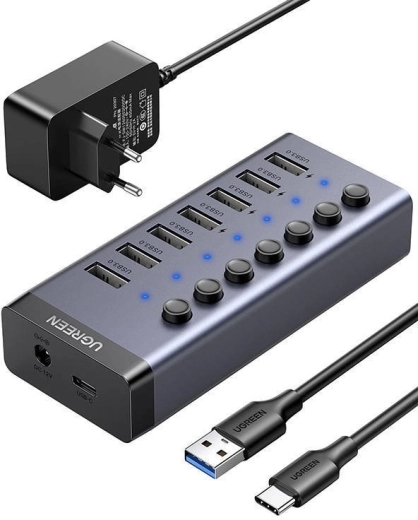 UGREEN USB hub 7v1 USB-C s 7× USB 3.0 a rychlým nabíjením - 1 kus