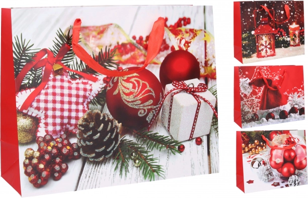 Dárková papírová taška M vánoční 26 × 32 × 10 cm