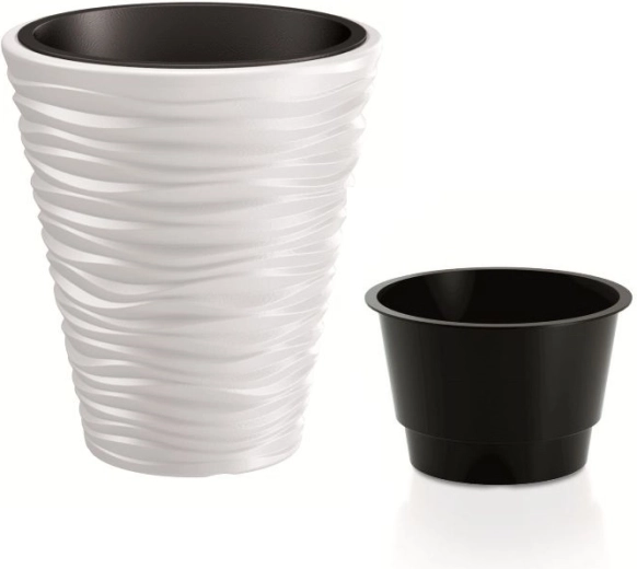 Květináč Sand s vkladem 38,8 cm bílý