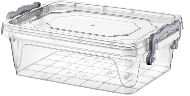 Plastový úložný box 10 l s víkem a klipy průhledný