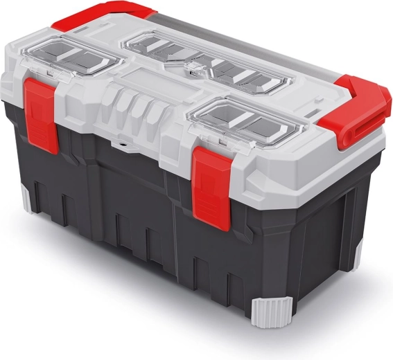 Kufr na nářadí TITAN PLUS s kovovým držadlem, 554 × 286 × 276 mm, šedý