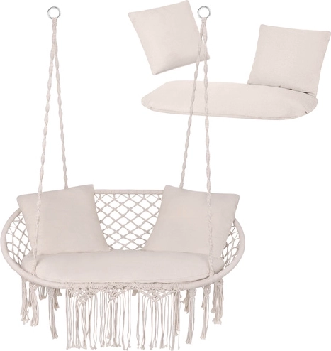 Kremové polštáře na dvojité závěsné křeslo bocianí hnízdo GARDLOV
