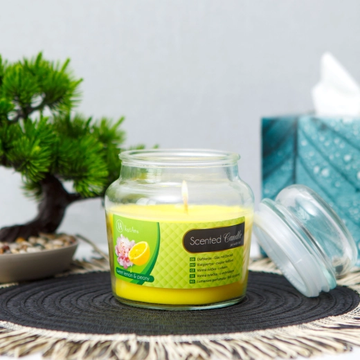 Vonná svíčka s víčkem sladký citron a pivoňka 310 g