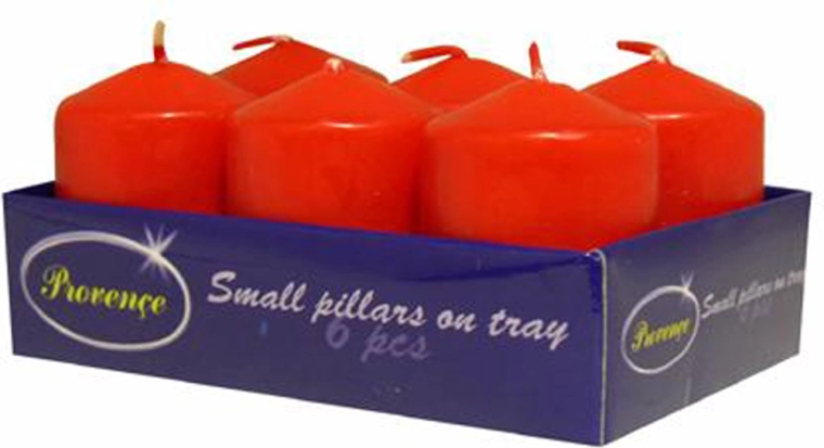 Sada červených válcových svíček 6 ks 3,8 × 5,5 cm