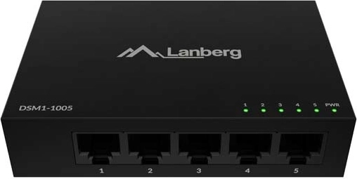 Neřízený gigabitový desktopový switch 5× RJ‑45, kovové šasi, 12 V