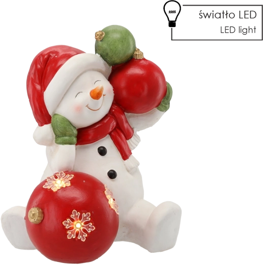 Vánoční figurka sněhuláka s baňkami LED