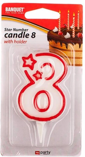 Narozeninová svíčka číslo 8 MY PARTY 7 × 4,5 cm