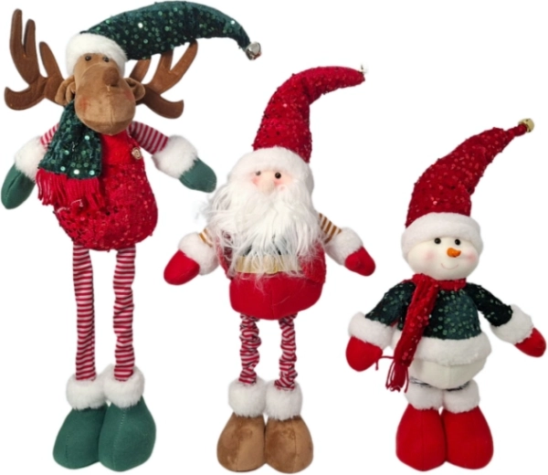 Vánoční maskot s teleskopickými nohami – Santa, sob nebo sněhulák