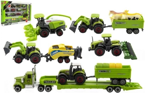 Zemědělské stroje se zvířátky - sada farma