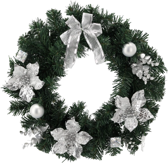 Stříbrný vánoční věnec 40 cm