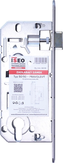 Zadlabací zámek s vložkou ISEO 90/50/22/230 pravolevý
