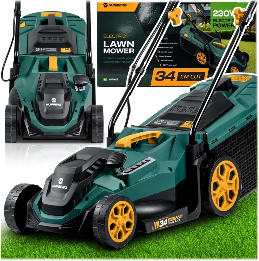 Humberg hm-612 elektrická sekačka na trávu 1400 w, záběr 34 cm