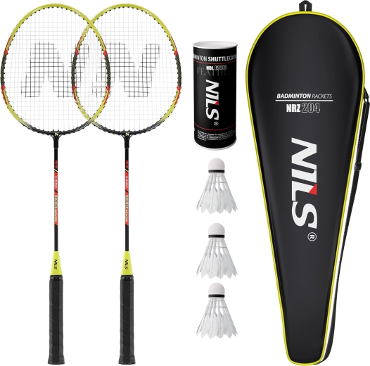 Sada badmintonových raket Nils NRZ204-1 (2 ks) s pouzdrem a péřovými košíčky
