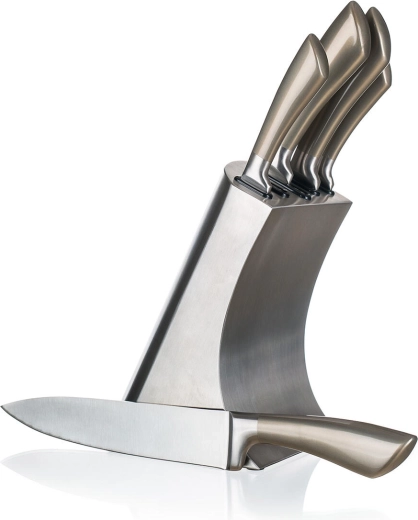 Sada kuchyňských nožů METALLIC Platinum z nerezové oceli, 5 ks se stojanem